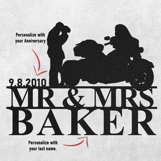 Trike Married Couple - PERSONALIZED Metal Wall Art (🇺🇸Made In The USA) - Original