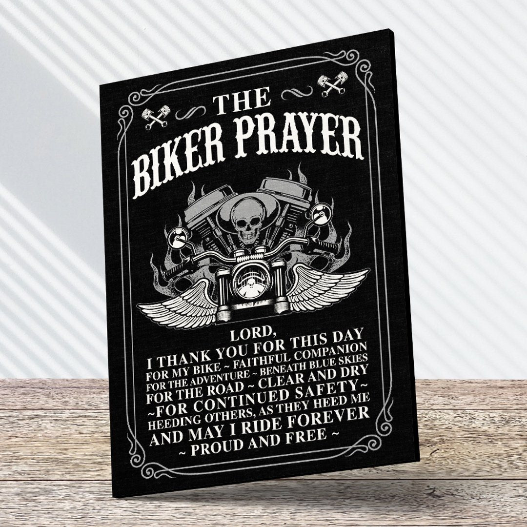 Biker Prayer Premium Wall Canvas