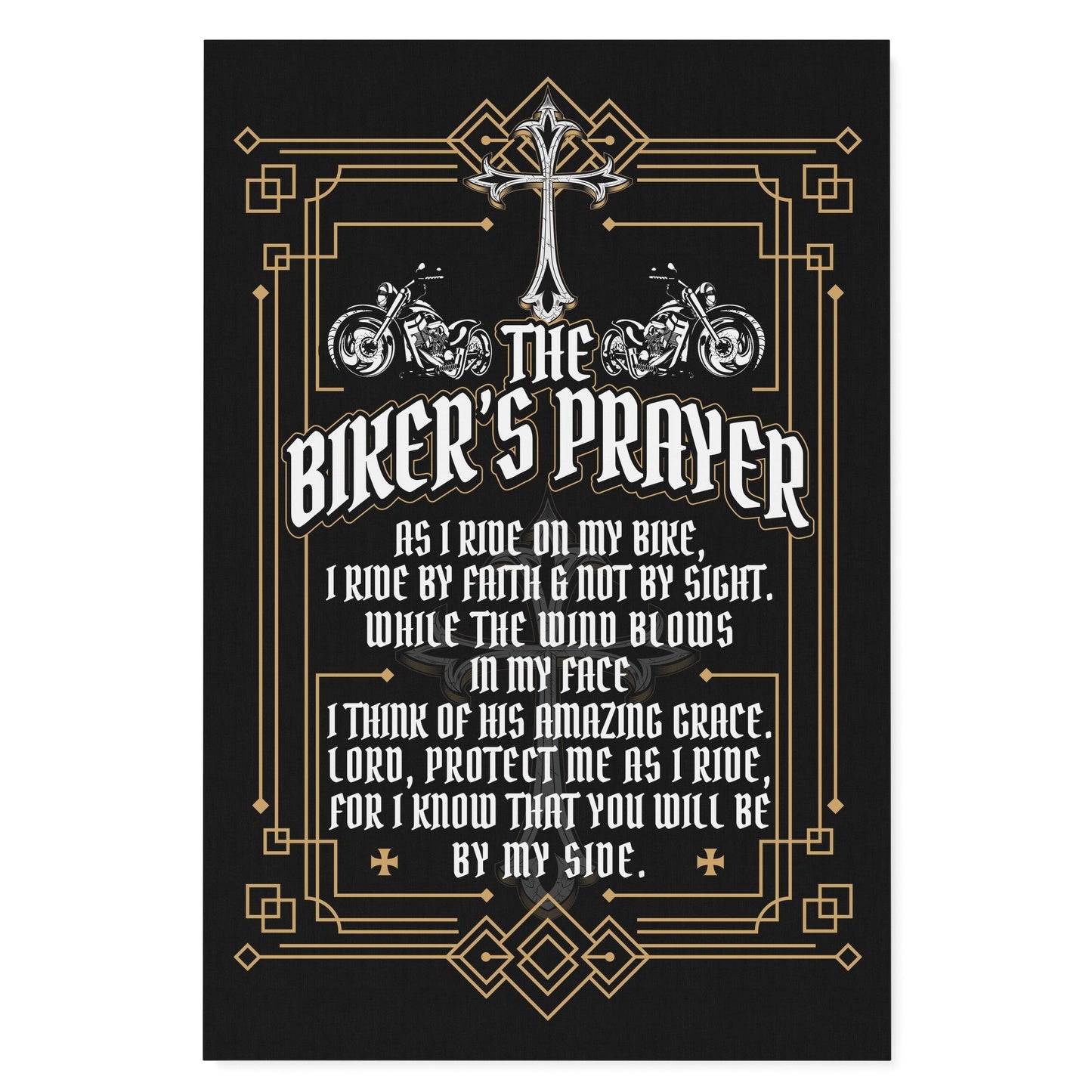 Biker Prayer Premium Wall Canvas
