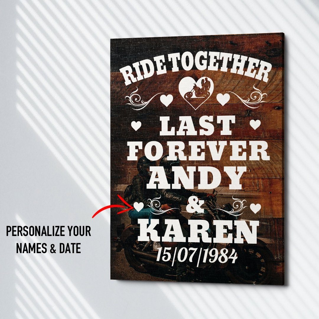 Ride Together Last Forever Personalized Premium Canvas